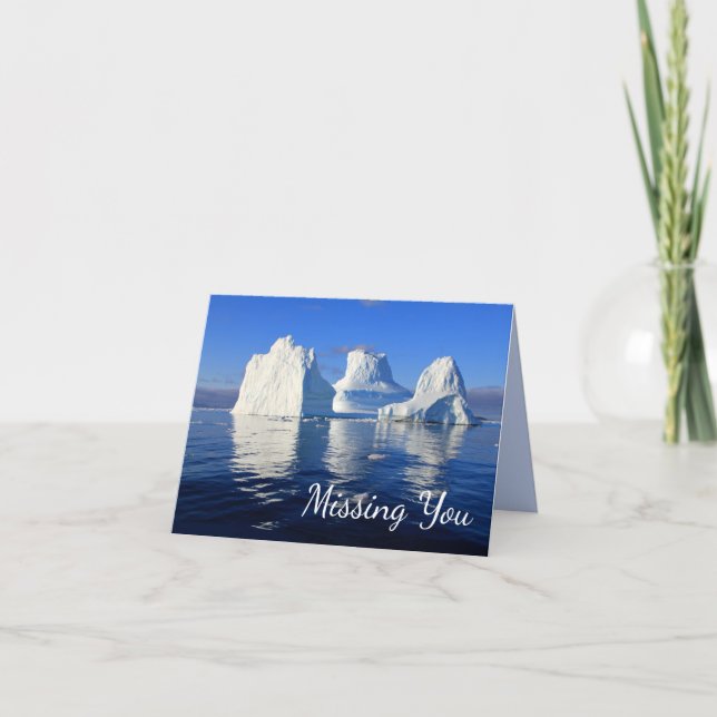 Arctic Icebergs Missing You Blank Photo Note Card (Front)