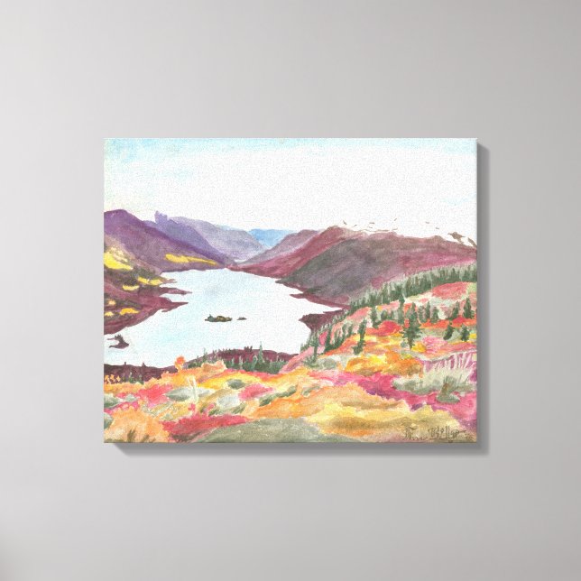 Arctic Lake in Autumn: Watercolor Canvas Uncropped (Front)