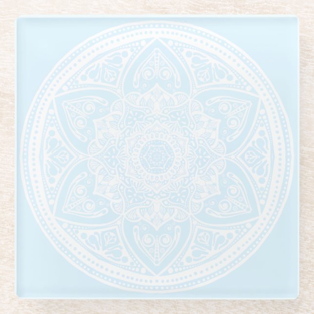 Arctic Mandala Glass Coaster (Front)