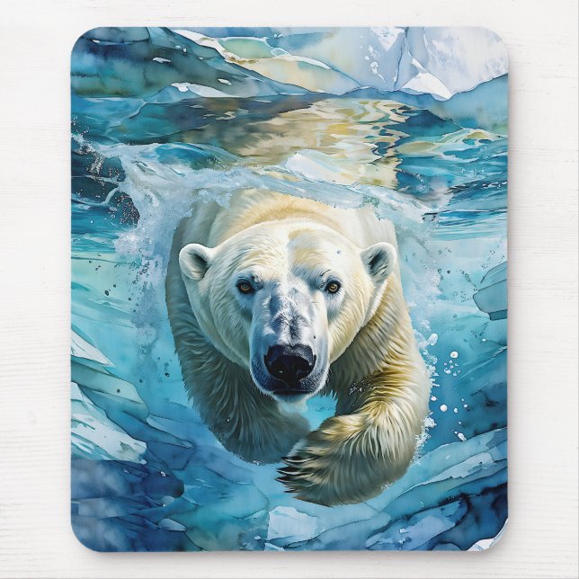 Arctic Mirage: The Swimming Monarch Mouse Pad (Front)
