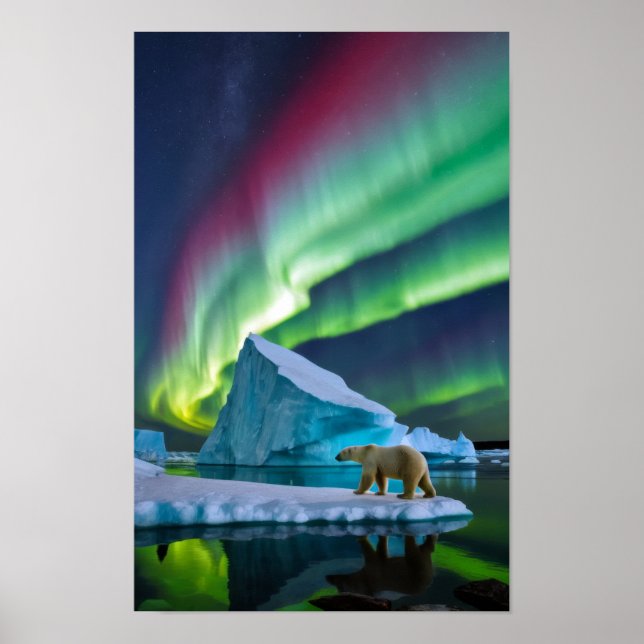 Arctic Nature Aurora Iceberg Outdoors Landscape Poster (Front)