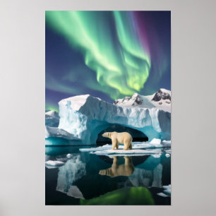 Arctic Nature Aurora Iceberg Outdoors Landscape Poster
