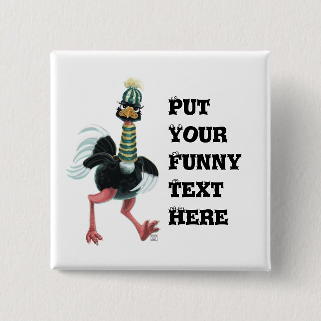 Arctic Ostrich on the Run 15 Cm Square Badge (Front)