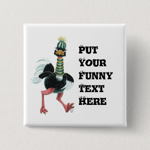 Arctic Ostrich on the Run 15 Cm Square Badge