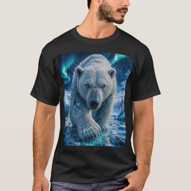 Arctic Polar Bear – 3D Micro Mosaic T-Shirt (Front)
