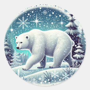 "Arctic Polar Bear Bliss" Classic Round Sticker