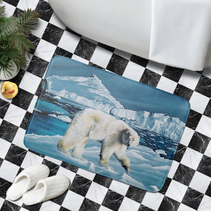 Arctic Polar Bear Blue Bath Mat