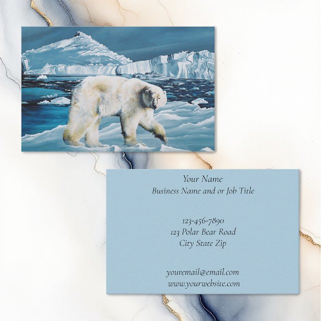 Arctic Polar Bear Blue Business Card (Creator Uploaded)