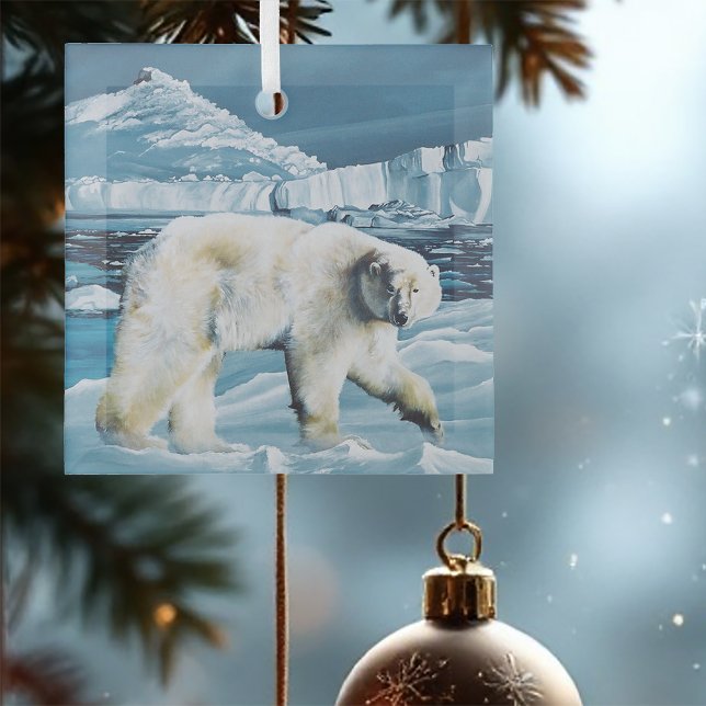 Arctic Polar Bear Blue Glass Tree Decoration (Creator Uploaded)