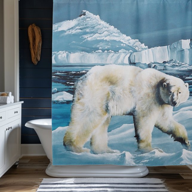 Arctic Polar Bear Blue Shower Curtain (Creator Uploaded)