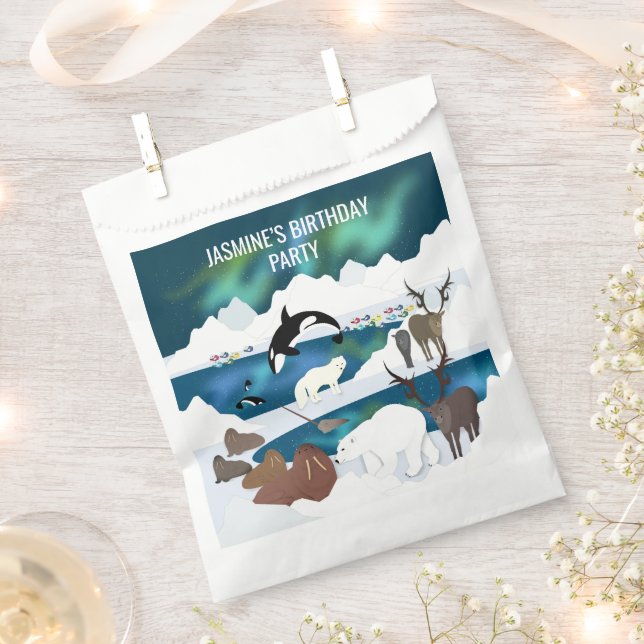 Arctic Polar Bear Reindeer Walrus Orca Narwhal Fox Favour Bags (Clipped)
