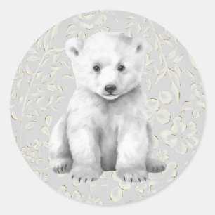 Arctic Polar Bear Winter Floral Holiday Sticker