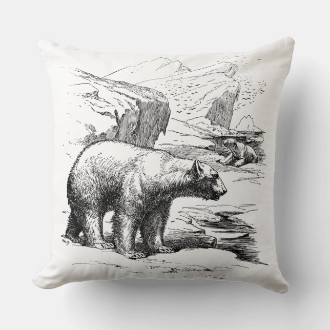 Arctic Polar Bears Throw Pillow (Front)
