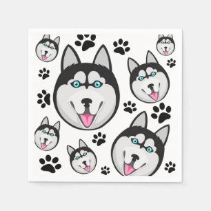 Arctic Puppy Siberian Husky Big Sled Dog Napkin