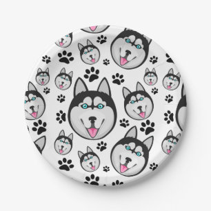 Arctic Puppy Siberian Husky Big Sled Dog Paper Plate