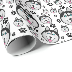 Arctic Puppy Siberian Husky Big Sled Dog Wrapping Paper