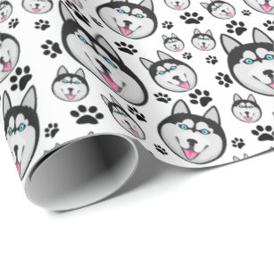 Arctic Puppy Siberian Husky Big Sled Dog Wrapping Paper