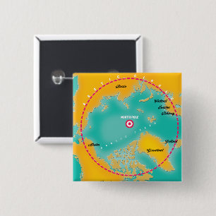 Arctic Region north pole map 15 Cm Square Badge
