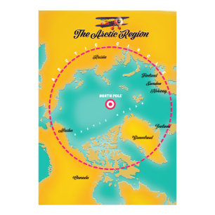Arctic Region north pole map Photo Print