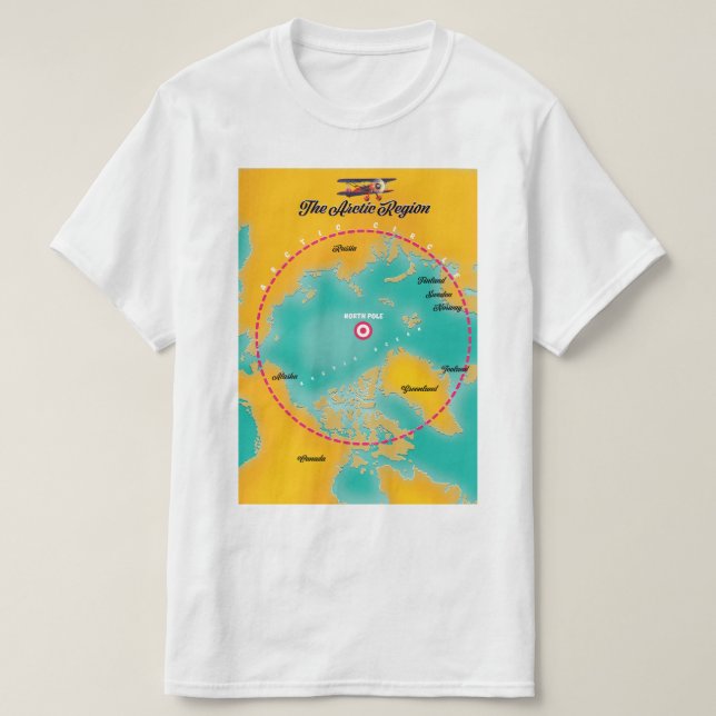 Arctic Region north pole map T-Shirt (Design Front)