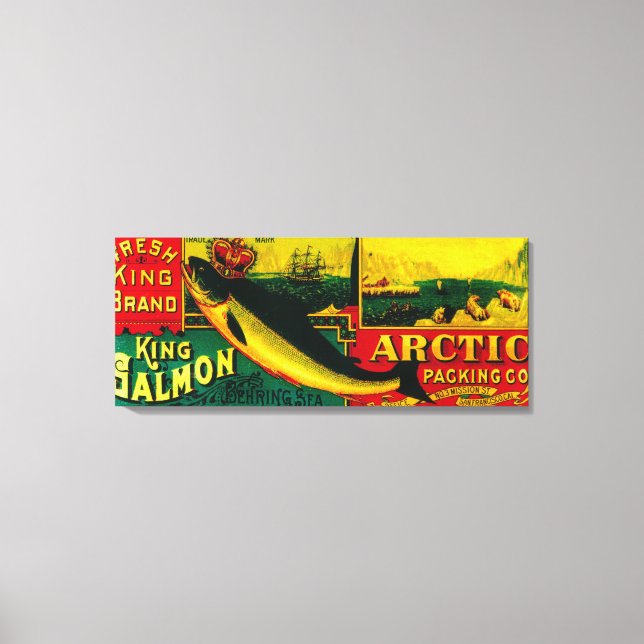 Arctic Salmon Can LabelNushagak, AK Canvas Print (Front)