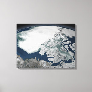 Arctic sea ice above North America Canvas Print