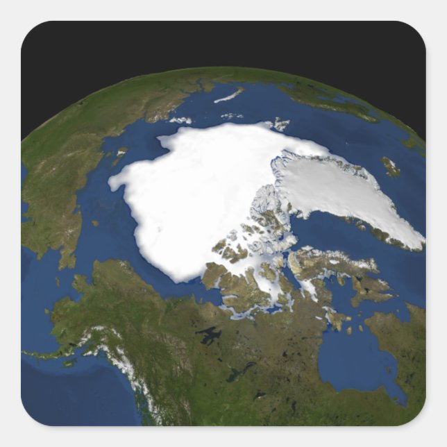 Arctic sea ice in 2005 square sticker (Front)