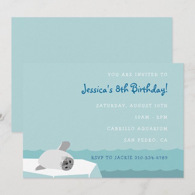 Arctic Seal Ocean Children's Birthday Invitation (Front/Back)