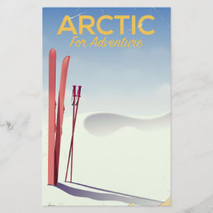 Arctic ski vintage adventure exploration poster stationery