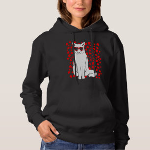 Arctic Snow Fox Heart Glasses Valentines Day Anima Hoodie