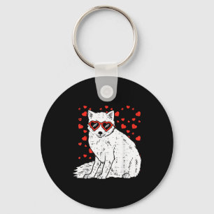 Arctic Snow Fox Heart Gles Valentines Day Animal G Key Ring