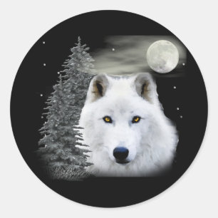 arctic snow wolf classic round sticker