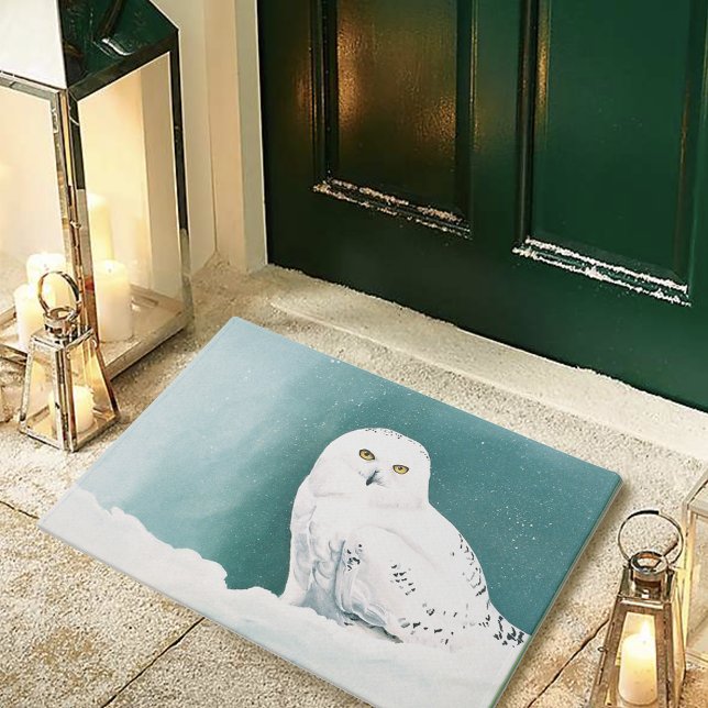 Arctic Teal Snowy Owl Doormat (Creator Uploaded)