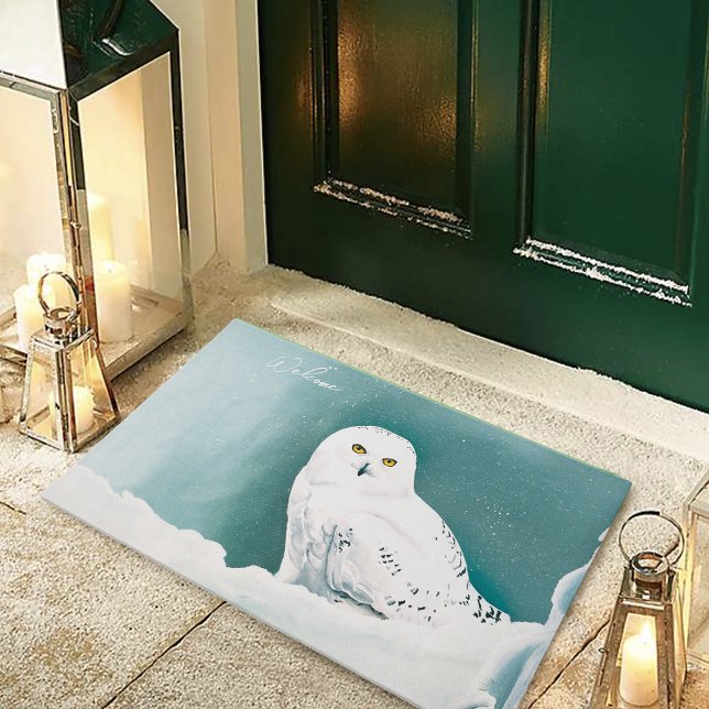 Arctic Teal Snowy Owl Doormat (Creator Uploaded)