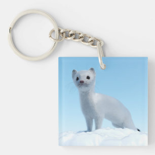 Arctic Weasel Charm Key Ring