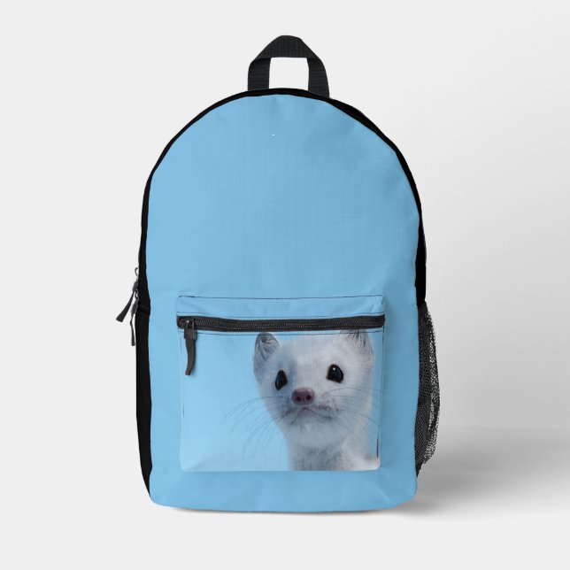 Arctic Weasel Charm Printed Backpack (Front)