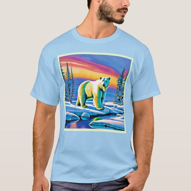 Arctic Wild Snowy Polar Bear T-Shirt (Front)