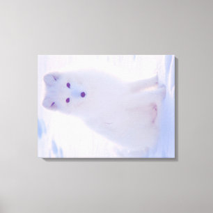 Arctic Winter White Fox Vibrant Colour Photo Desig Canvas Print