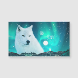 Arctic wolf and magical night Magnetic Card 