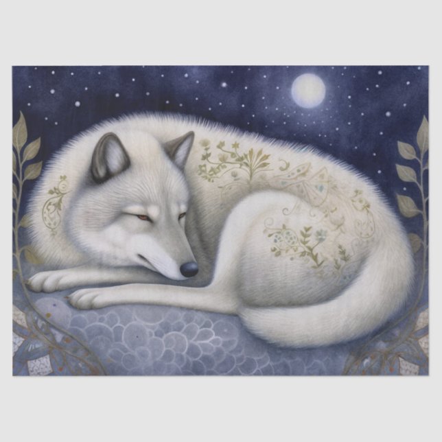 Arctic Wolf Boho Mystical Art Tissue Paper (Front)