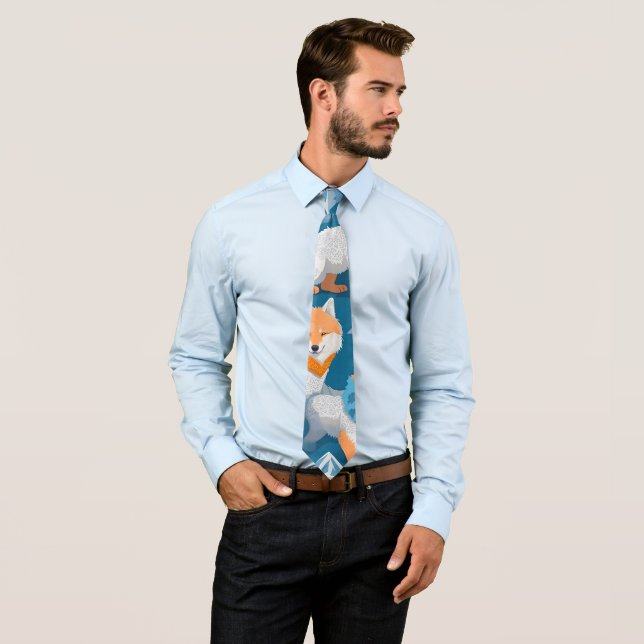 Arctic Wolf Geometric Colourful Custom Pattern Tie (In Situ)