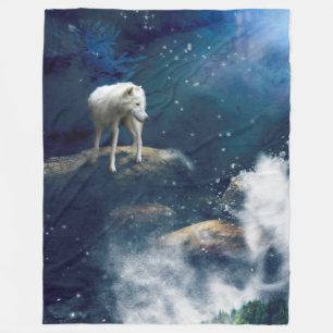 ARCTIC WOLF MOON STRIDER FLEECE BLANKET
