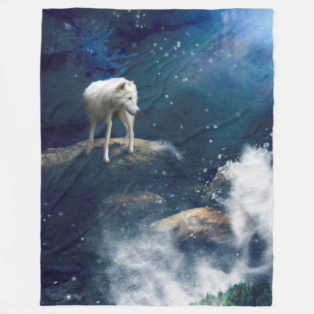 ARCTIC WOLF MOON STRIDER FLEECE BLANKET (Front)