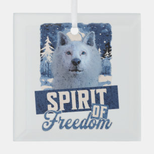 Arctic Wolf Spirit of Freedom Wildlife Design Glass Tree Decoration