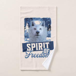 Arctic Wolf Spirit of Freedom Wildlife Design Hand Towel