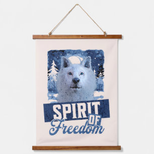 Arctic Wolf Spirit of Freedom Wildlife Design Hanging Tapestry