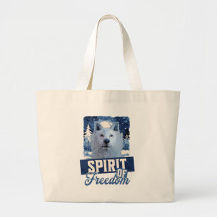 Arctic Wolf Spirit of Freedom Wildlife Design Large Tote Bag