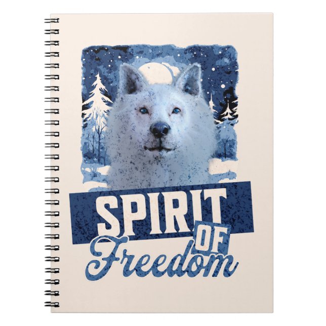 Arctic Wolf Spirit of Freedom Wildlife Design Notebook (Front)