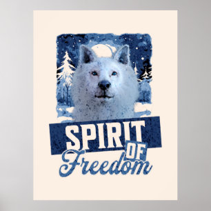 Arctic Wolf Spirit of Freedom Wildlife Design Poster