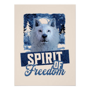 Arctic Wolf Spirit of Freedom Wildlife Design Poster